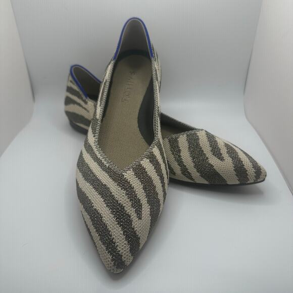 Rothy’s Gray Zebra Womens Retired Flats Pointed Toe Shoes Size 6W - Picture 1 of 12